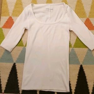 White Everlane Pima Cotton Microrib Scoop Neck Tee